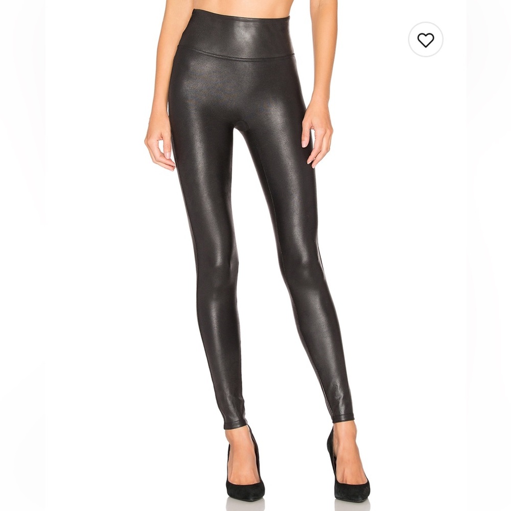 SPANX Faux Leather High-Waist Leggings in Black